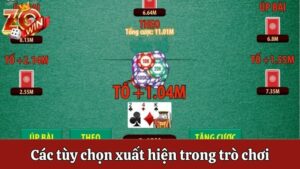 Các tùy chọn xuất hiện trong trò chơi